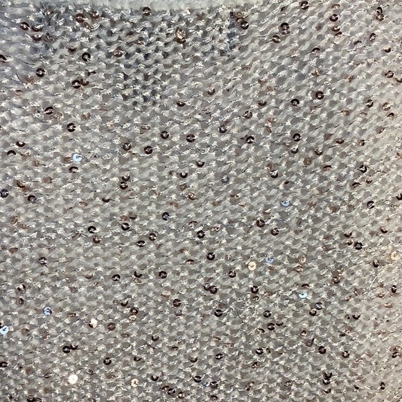 Marled Reunited Cream Sequin Embellished Chiffon Hem Long Sleeve Sweater Sz M - Picture 11 of 12